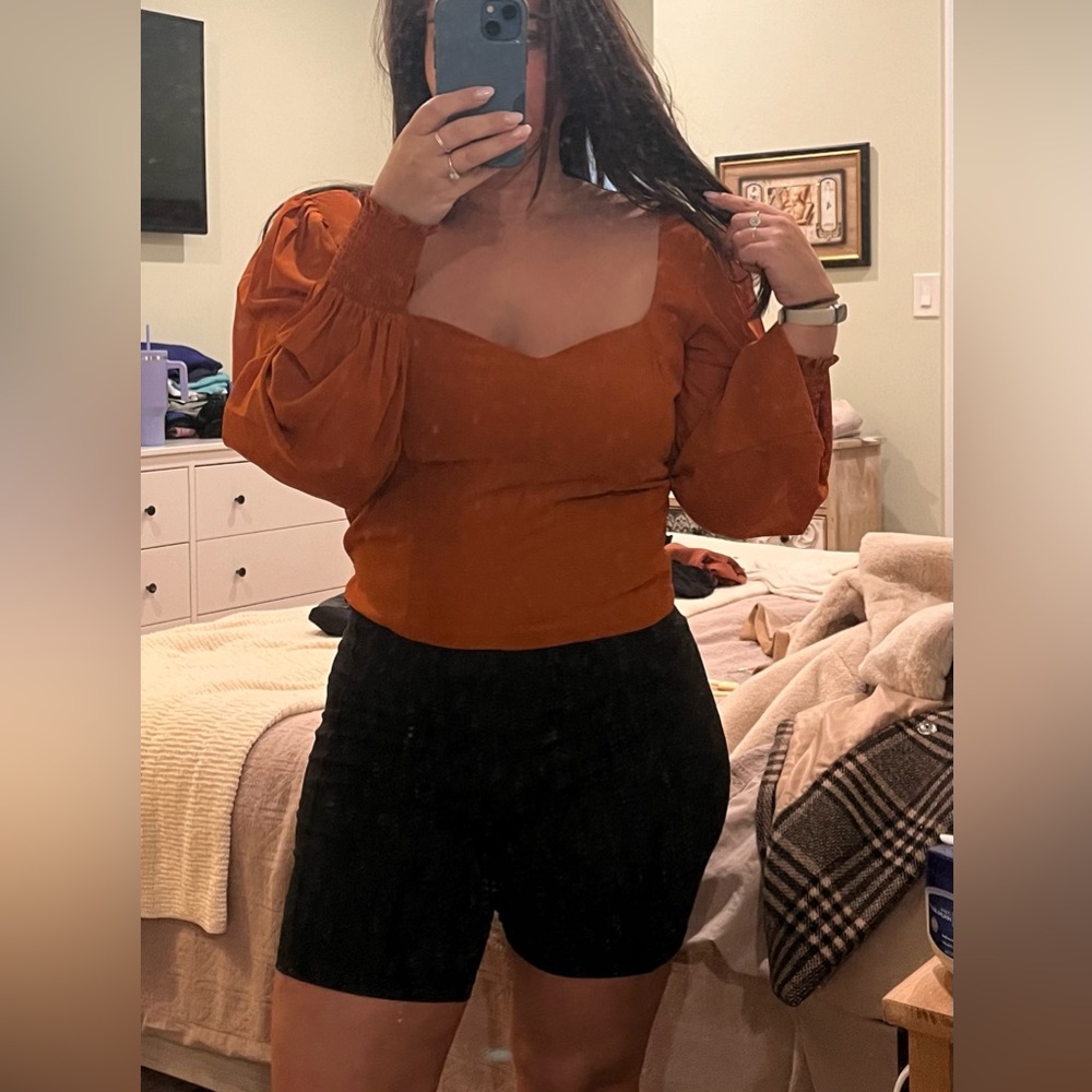Abercrombie Long-Sleeve Sweetheart Puff Sleeve Top